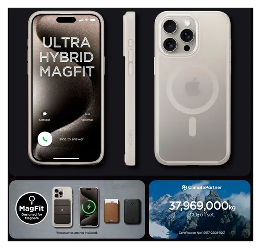 Spigen Ultra Hybrid MagFit Apple iPhone 15 Pro Max Hoesje MagSafe Titanium afbeelding 7
