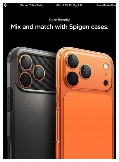 Spigen Optik Pro iPhone 17 Pro / 17 Pro Max Camera Protector Oranje (2-Pack) afbeelding 7