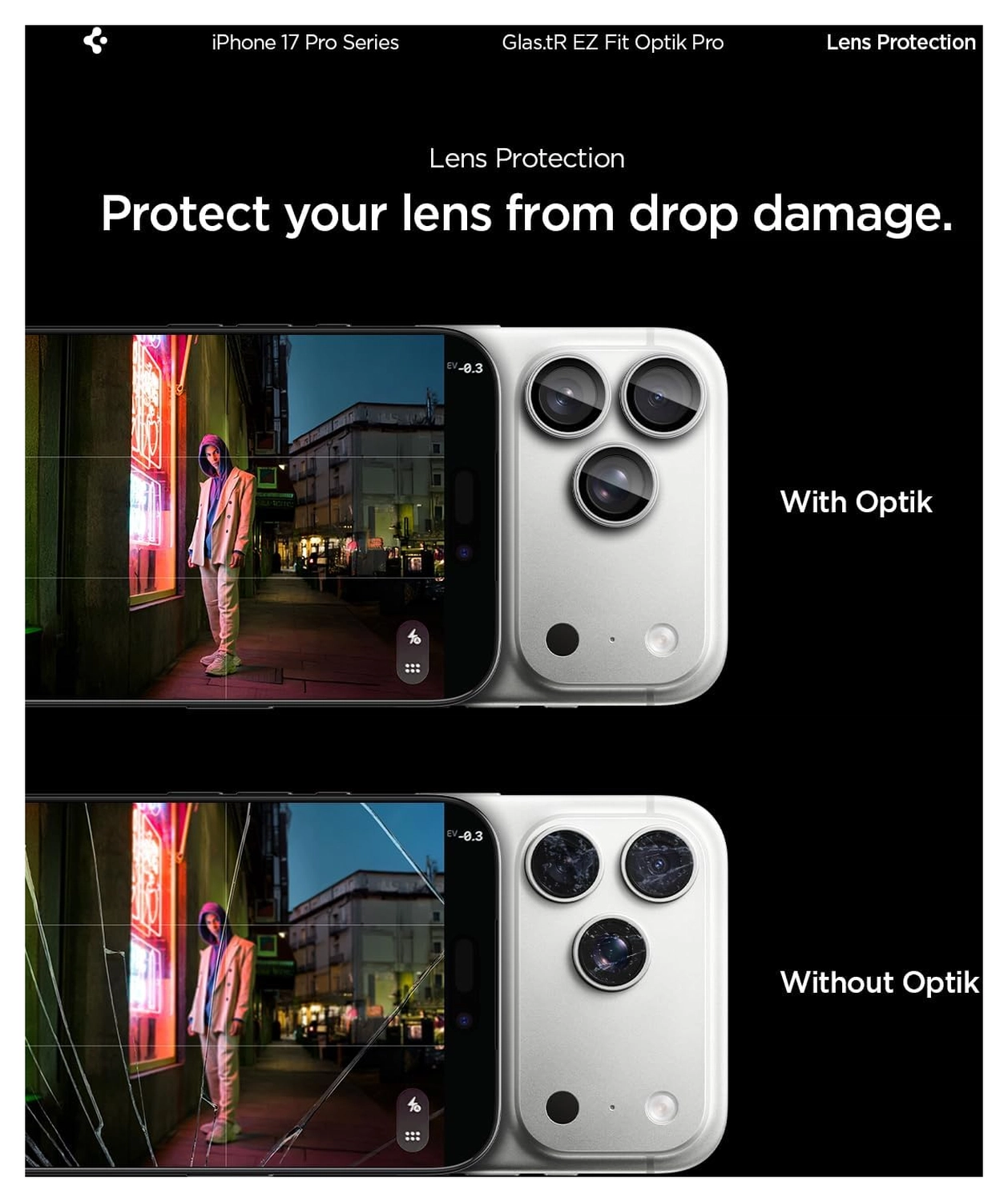 Spigen Optik Pro iPhone 17 Pro / 17 Pro Max Camera Protector Zilver (2-Pack) afbeelding 5