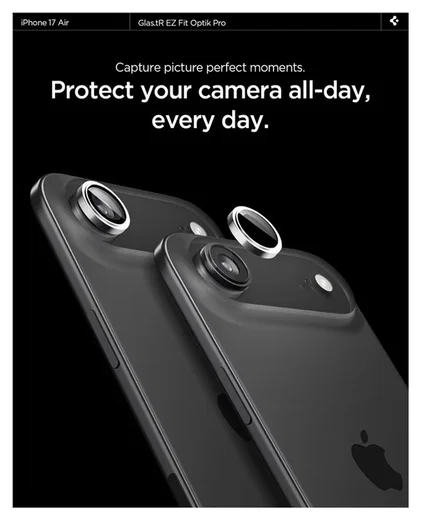 Spigen EZ Fit Optik Pro iPhone Air Camera Lens Protector Zilver (2-Pack) afbeelding 6