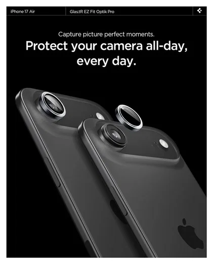 Spigen EZ Fit Optik Pro iPhone Air Camera Lens Protector Grijs (2-Pack) afbeelding 5