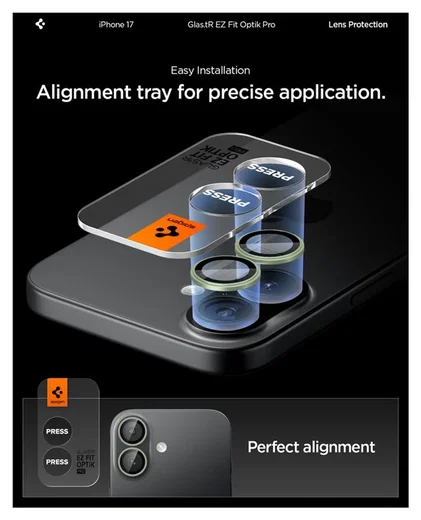 Spigen EZ Fit Optik Pro iPhone 17/16/16 Plus Camera Protector Groen (2-Pack) afbeelding 3