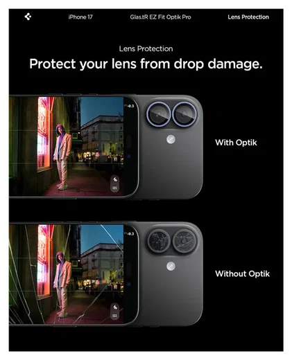 Spigen EZ Fit Optik Pro iPhone 17/16/16 Plus Camera Protector Blauw (2-Pack) afbeelding 5