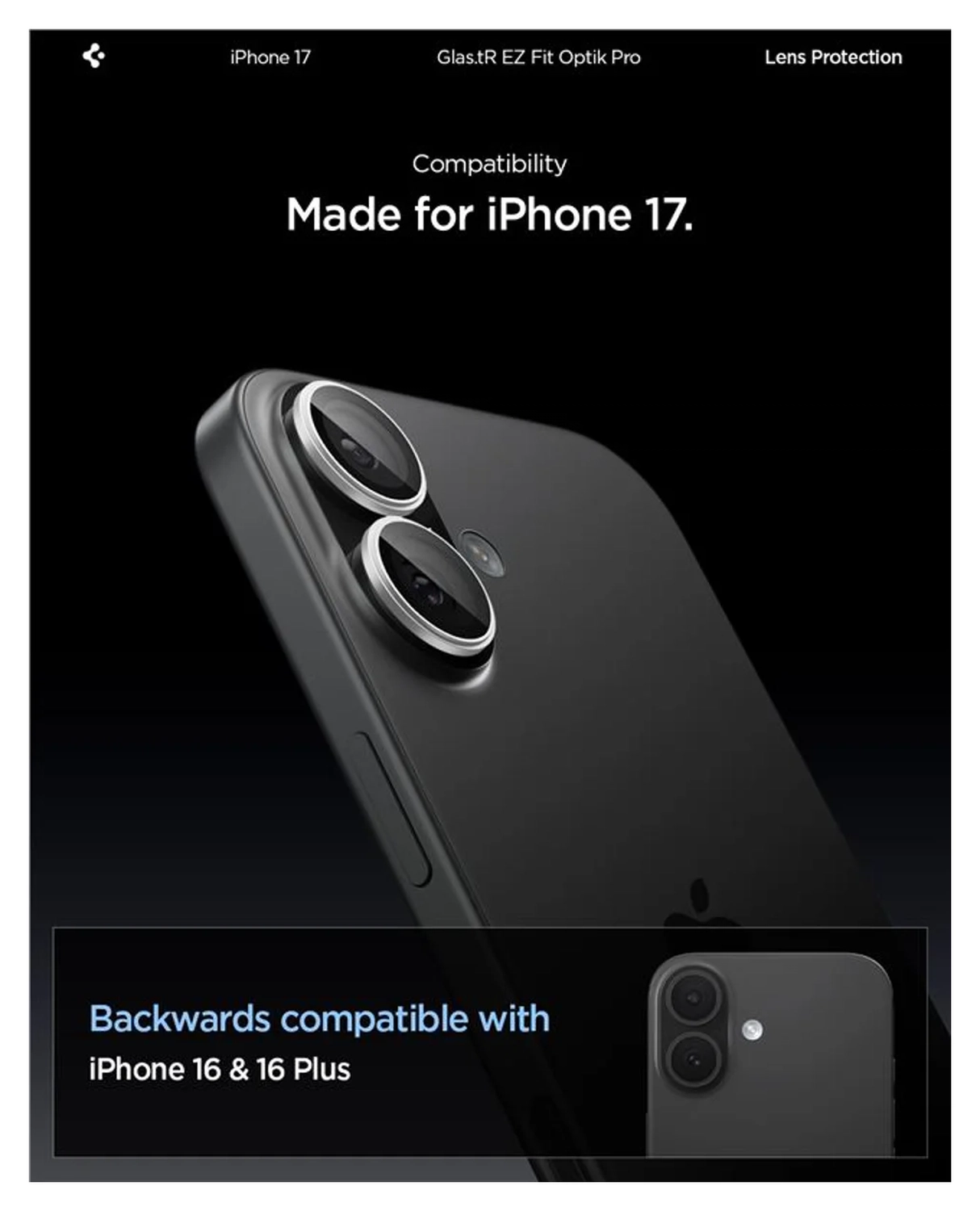 Z EZ Fit Optik Pro iPhone 17/16/16 Plus Camera Protector Zilver (2-Pack) afbeelding 2