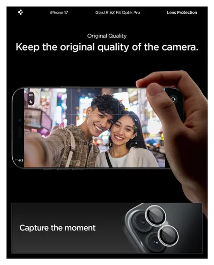 Z EZ Fit Optik Pro iPhone 17/16/16 Plus Camera Protector Zilver (2-Pack) afbeelding 6