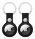 Rosso Deluxe Apple AirTag Sleutelhanger Echt Leer Hoesje 2-Pack Zwart afbeelding 1
