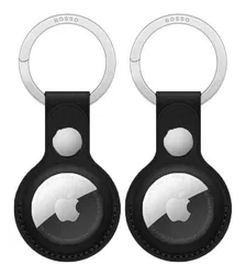 Rosso Deluxe Apple AirTag Sleutelhanger Echt Leer Hoesje 2-Pack Zwart afbeelding