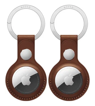 Rosso Deluxe Apple AirTag Sleutelhanger Echt Leer Hoesje 2-Pack Bruin