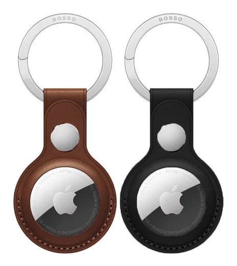 Rosso Deluxe Apple AirTag Sleutelhanger Echt Leer Hoesje 2-Pack Bruin / Zwart afbeelding 1