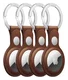 Rosso Deluxe Apple AirTag Sleutelhanger Echt Leer Hoesje 4-Pack Bruin