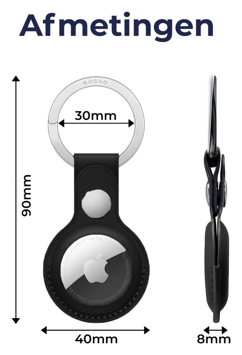 Rosso Deluxe Apple AirTag Sleutelhanger Echt Leer Hoesje 4-Pack Bruin afbeelding 11