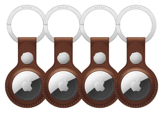 Rosso Deluxe Apple AirTag Sleutelhanger Echt Leer Hoesje 4-Pack Bruin afbeelding 2
