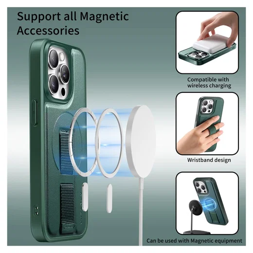 Apple iPhone 14 Pro MagSafe Hoesje met Polsband Groen afbeelding 7