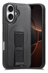 Apple iPhone 16 MagSafe Hoesje met Polsband Zwart afbeelding