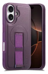 Apple iPhone 16 MagSafe Hoesje met Polsband Paars afbeelding