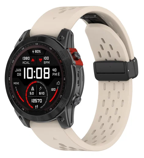 Universeel Garmin Quickfit 20MM Bandje met Gesp Siliconen Beige afbeelding 4