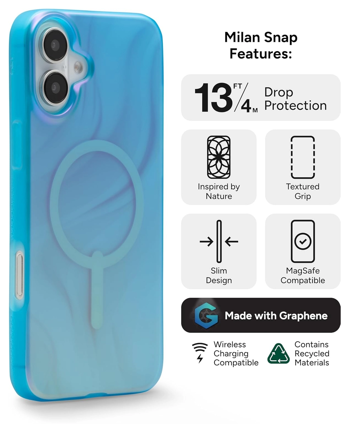 ZAGG Milan Snap Apple iPhone 16 Plus Hoesje MagSafe Back Cover Deep Aurora afbeelding 2