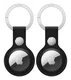 Rosso Element Apple AirTag Sleutelhanger Kunstleer Hoesje 2-Pack Zwart