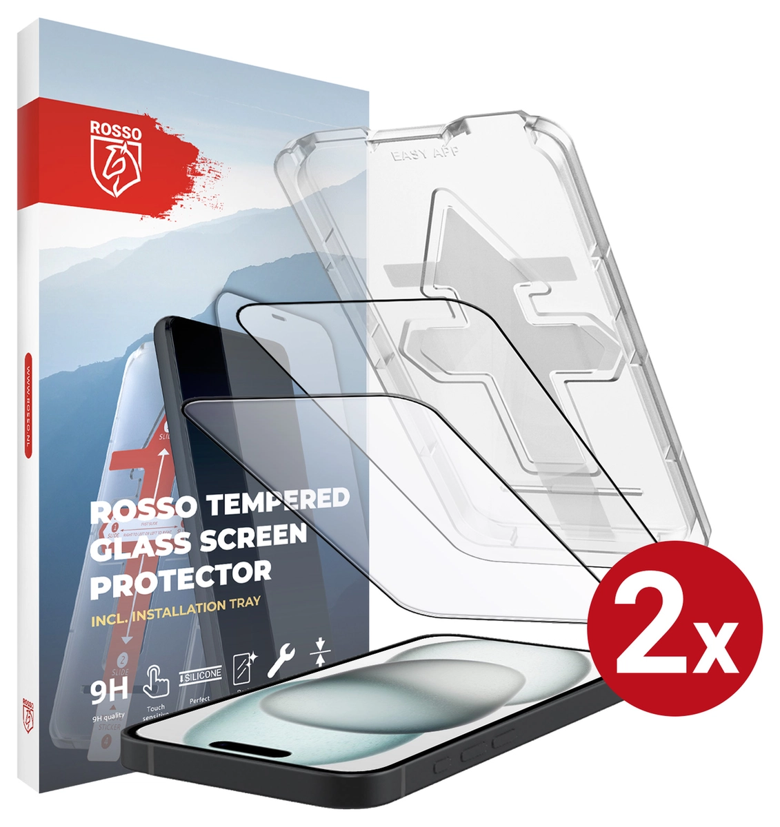 Rosso Samsung Galaxy S23 FE Tempered Glass met Installatietray 2-pack afbeelding 1