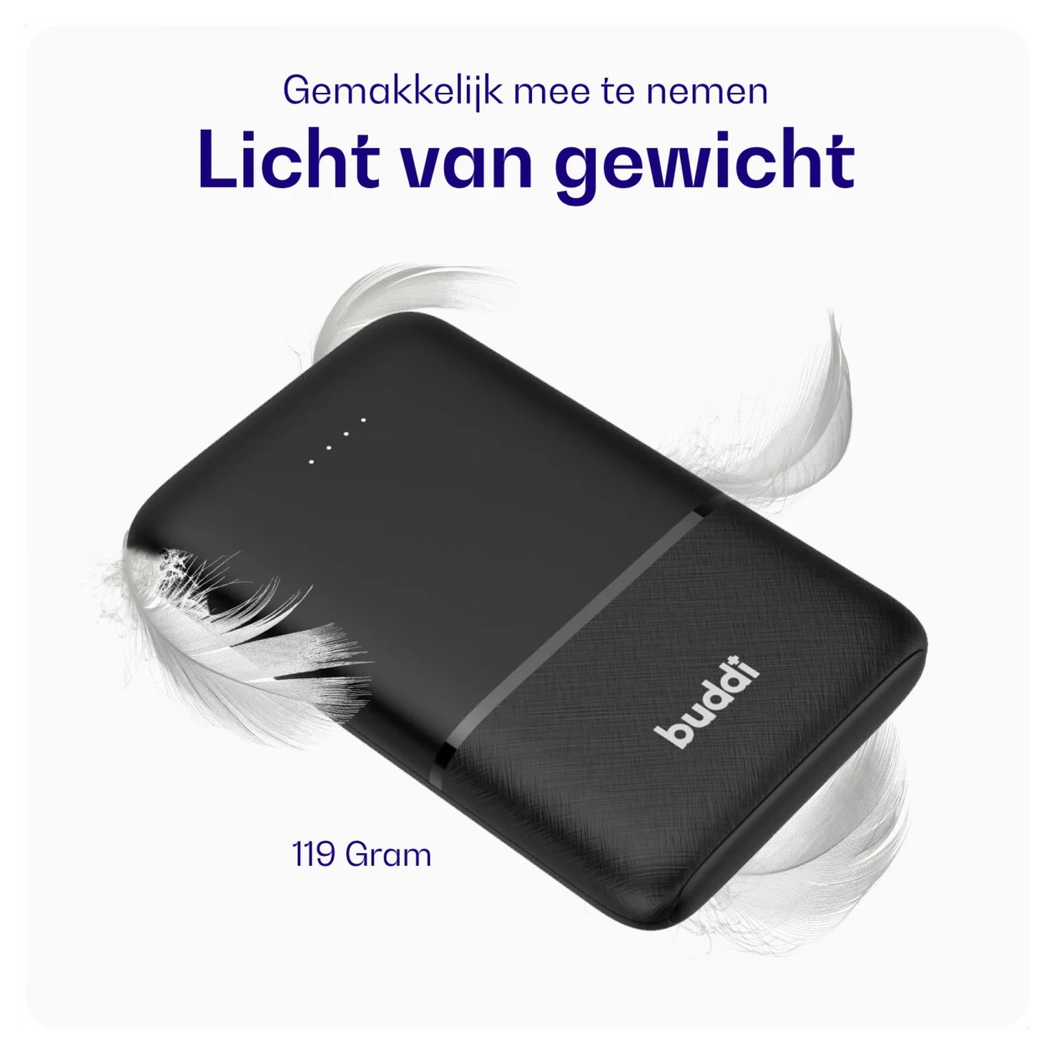Buddi Go Powerbank USB-C Reisformaat Mini Compact 5.000 mAh Duo Pack Zwart afbeelding 3