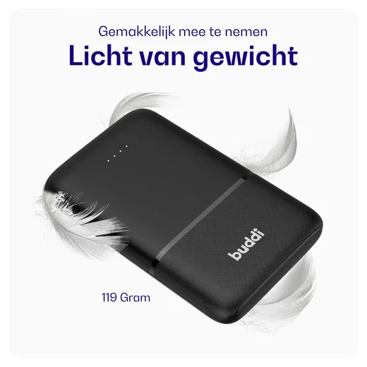 Buddi Go Powerbank USB-C Reisformaat Mini Compact 5.000 mAh Duo Pack Zwart afbeelding 3