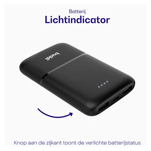 Buddi Go Powerbank USB-C Reisformaat Mini Compact 5.000 mAh Duo Pack Zwart afbeelding 6