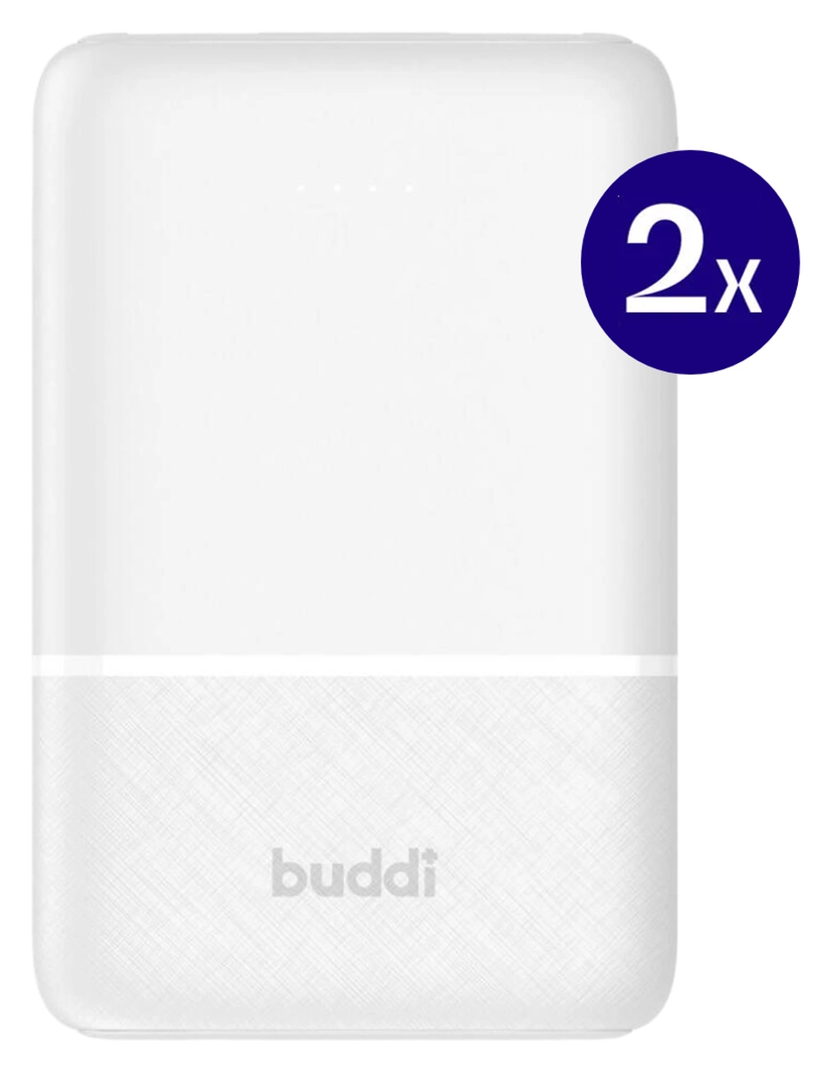 Buddi Go Powerbank USB-C Reisformaat Mini Compact 5.000 mAh Duo Pack Wit afbeelding 2