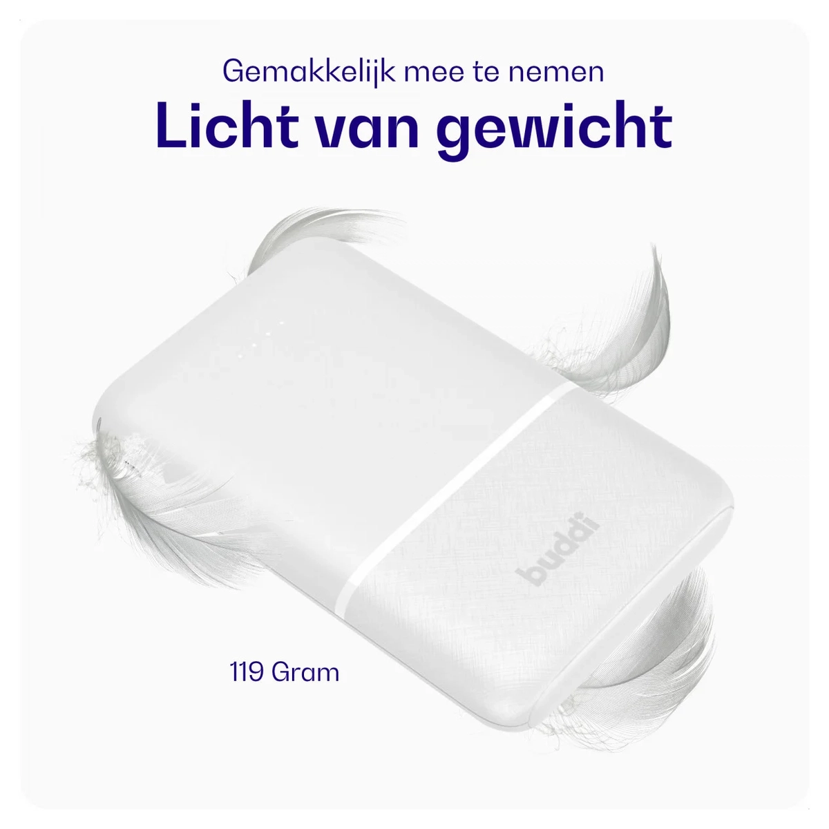 Buddi Go Powerbank USB-C Reisformaat Mini Compact 5.000 mAh Duo Pack Wit afbeelding 3