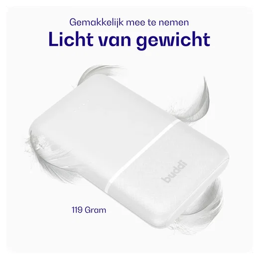 Buddi Go Powerbank USB-C Reisformaat Mini Compact 5.000 mAh Duo Pack Wit afbeelding 3