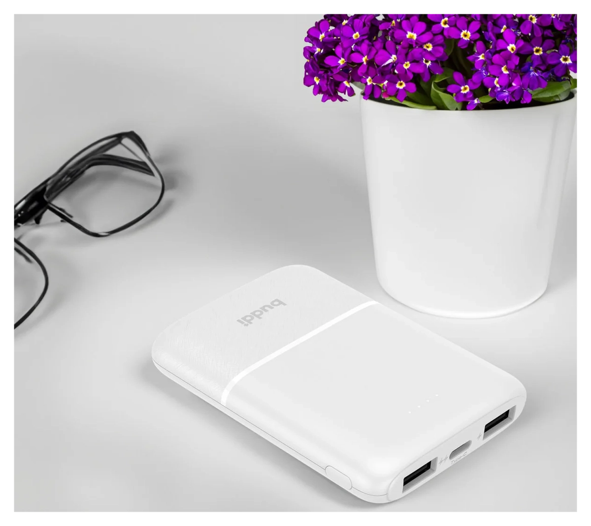 Buddi Go Powerbank USB-C Reisformaat Mini Compact 5.000 mAh Duo Pack Wit afbeelding 8