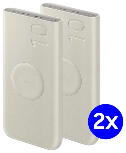 Originele Samsung 25W Wireless Powerbank met USB-C 10.000 mAh Duo Pack Beige afbeelding 1