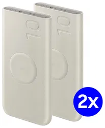Originele Samsung 25W Wireless Powerbank met USB-C 10.000 mAh Duo Pack Beige afbeelding