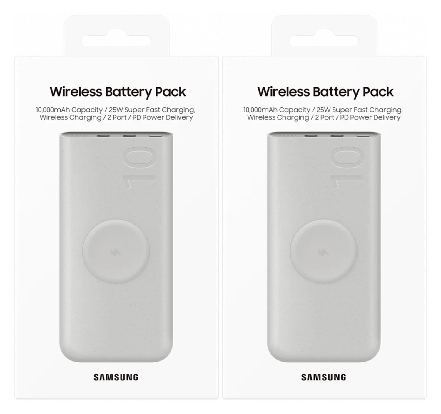 Originele Samsung 25W Wireless Powerbank met USB-C 10.000 mAh Duo Pack Beige afbeelding 12