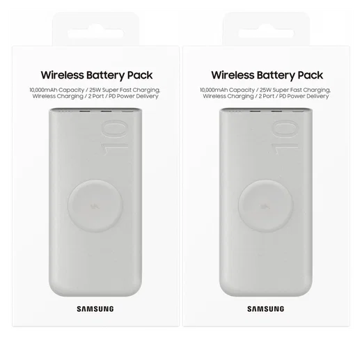Originele Samsung 25W Wireless Powerbank met USB-C 10.000 mAh Duo Pack Beige afbeelding 12