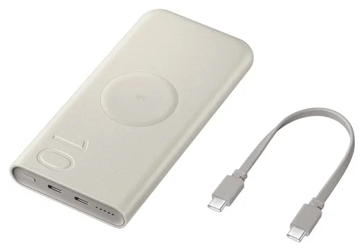 Originele Samsung 25W Wireless Powerbank met USB-C 10.000 mAh Duo Pack Beige afbeelding 4