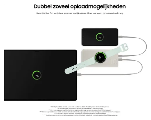 Originele Samsung 25W Wireless Powerbank met USB-C 10.000 mAh Duo Pack Beige afbeelding 7
