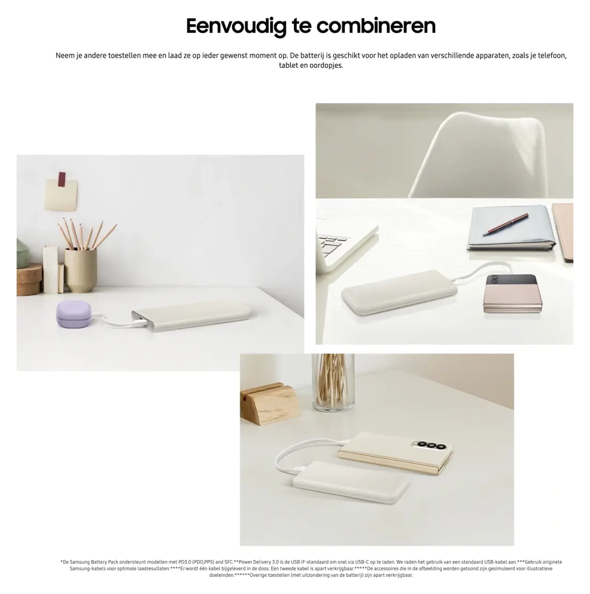 Originele Samsung 25W Fast Charge Duo USB-C Powerbank 10.000 mAh Duo Pack Beige afbeelding 4
