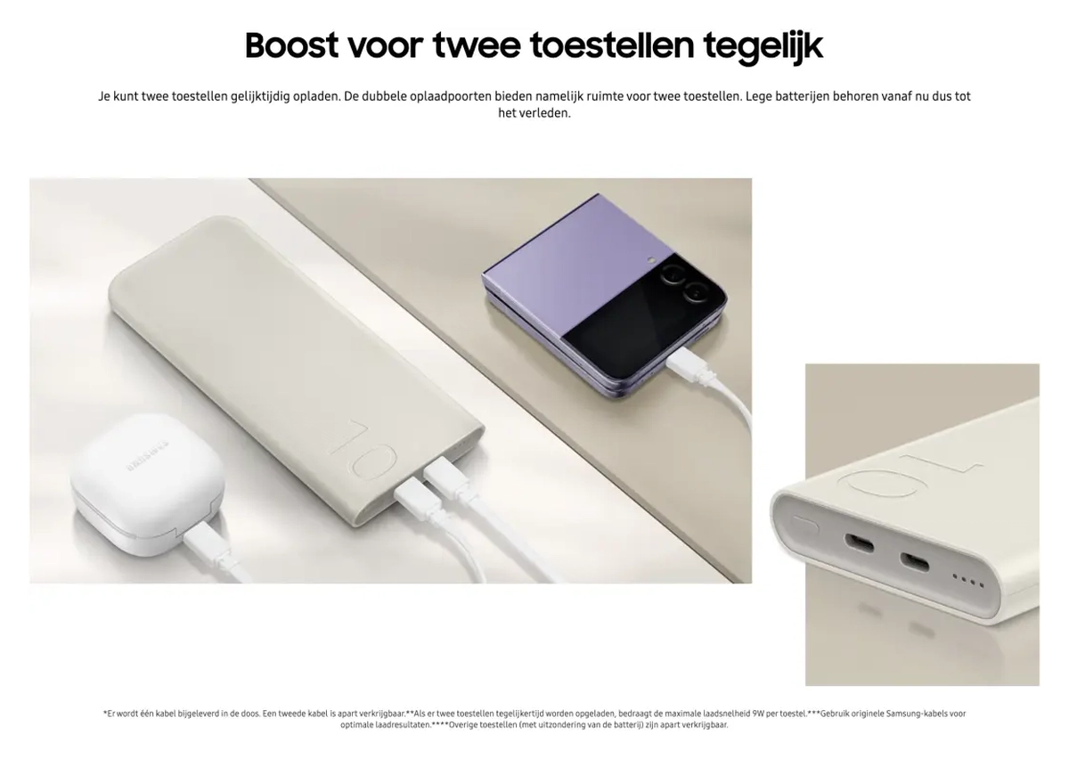 Originele Samsung 25W Fast Charge Duo USB-C Powerbank 10.000 mAh Duo Pack Beige afbeelding 5