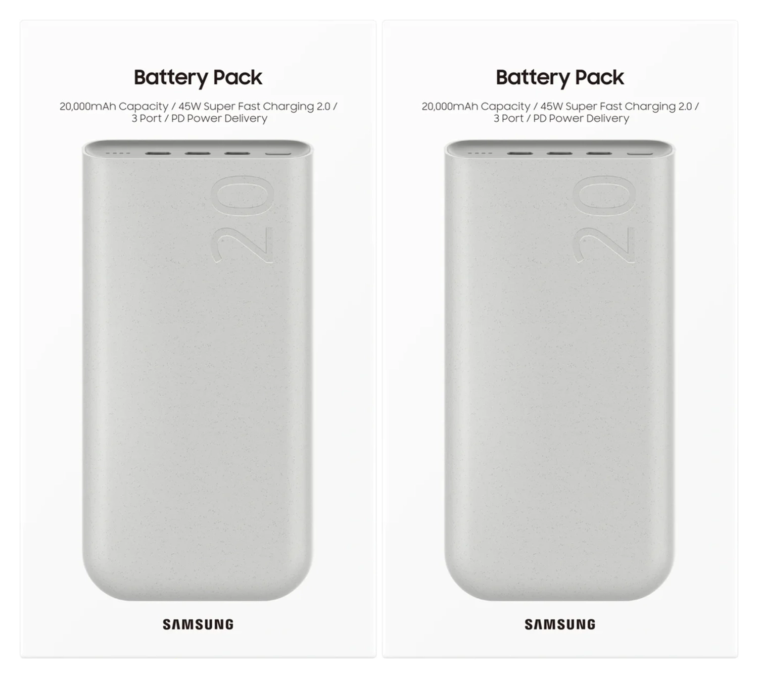 Originele Samsung 45W Fast Charge Trio USB-C Powerbank 20.000 mAh Duo Pack Beige afbeelding 12