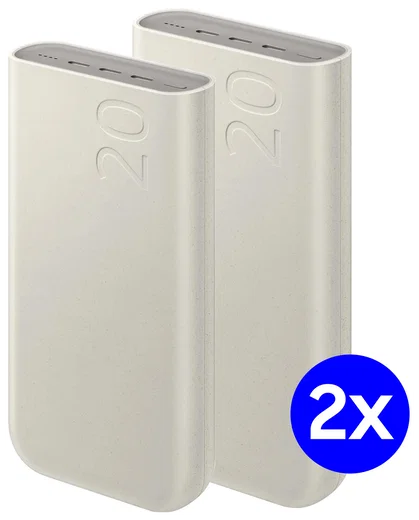 Originele Samsung 45W Fast Charge Trio USB-C Powerbank 20.000 mAh Duo Pack Beige afbeelding 1