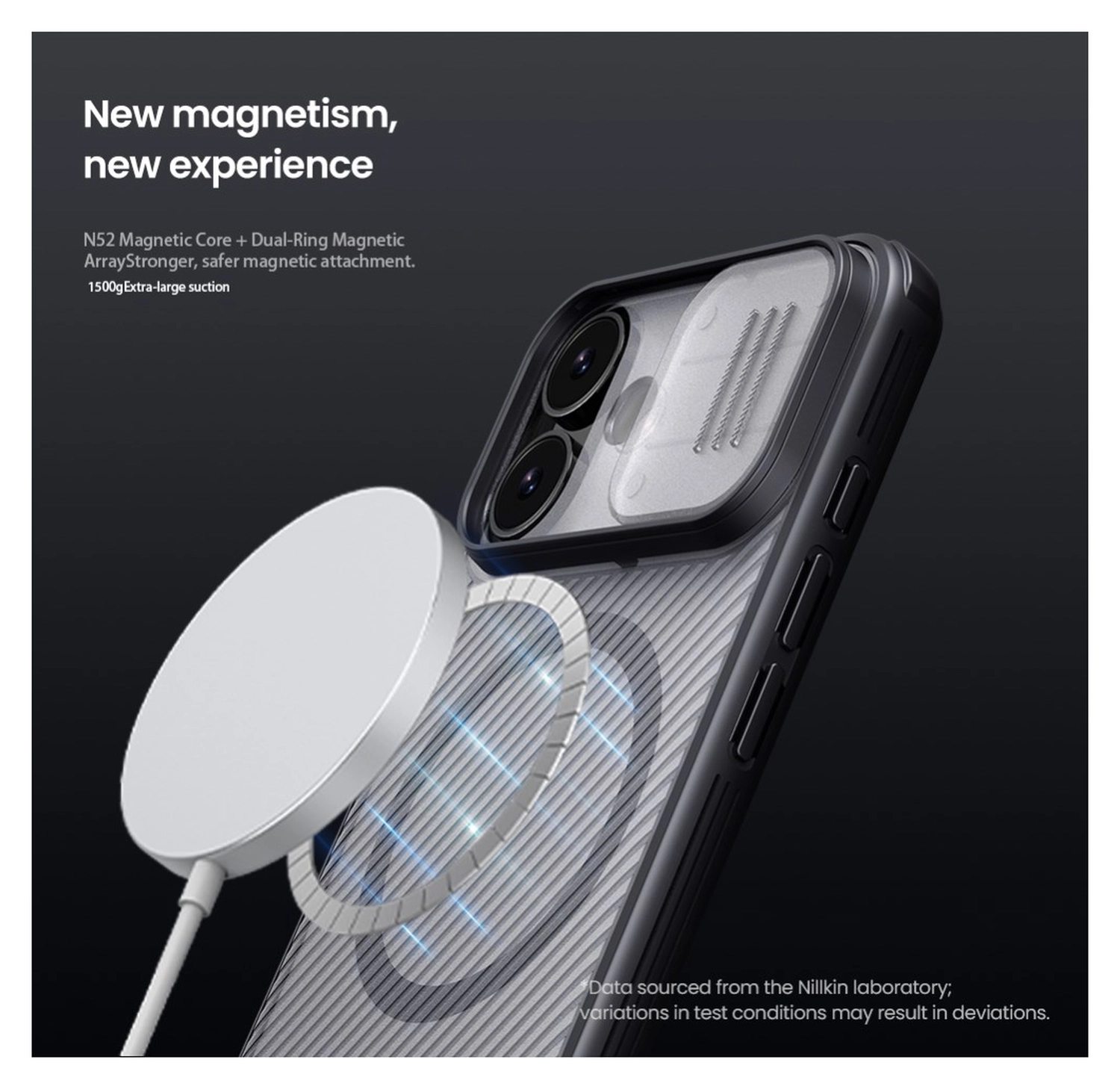 Nillkin CamShield MagSafe iPhone 17 Hoesje Camera Slider Transparant Zwart afbeelding 3