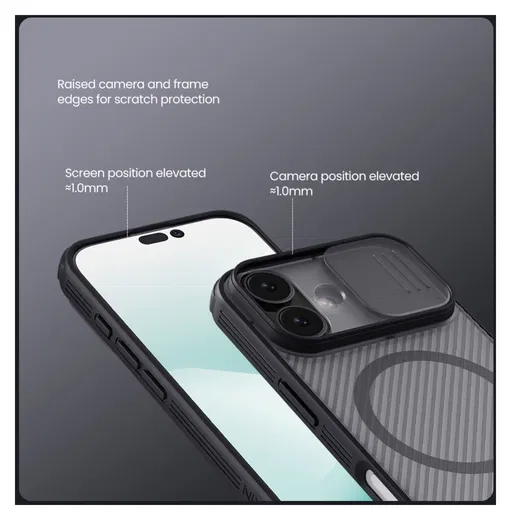 Nillkin CamShield MagSafe iPhone 17 Hoesje Camera Slider Transparant Zwart afbeelding 9