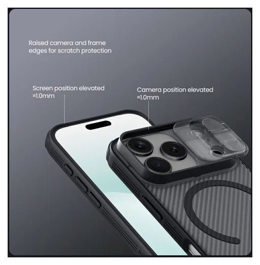 Nillkin CamShield MagSafe iPhone 17 Pro Hoesje Camera Slider Transparant Zwart afbeelding 9