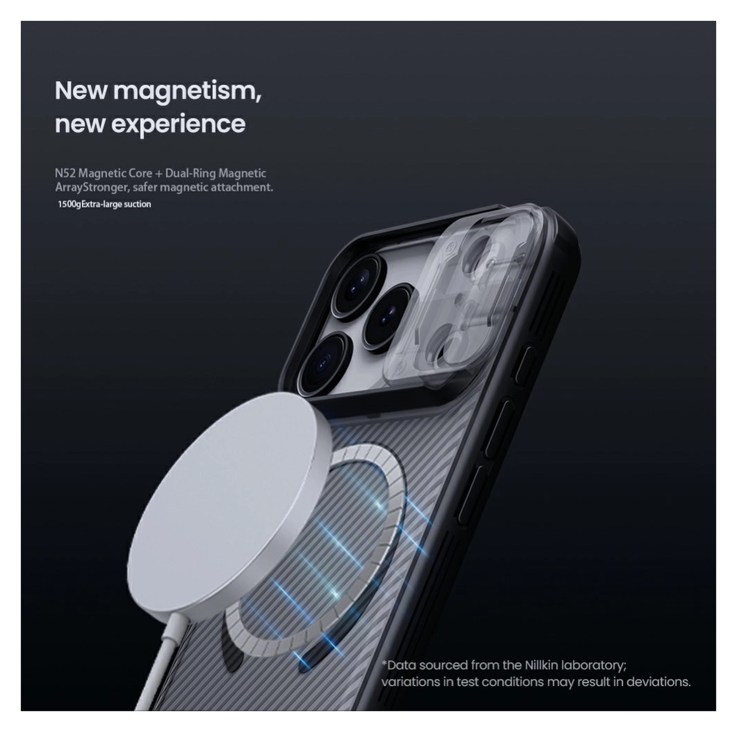 Nillkin CamShield MagSafe iPhone 17 Pro Max Hoesje Camera Slider Clear Zwart afbeelding 4