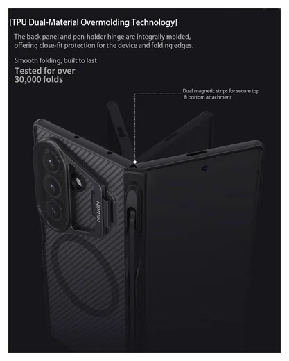 Nillkin CamShield Prop Samsung Z Fold 7 Hoesje MagSafe S-Pen Back Cover Carbon afbeelding 5