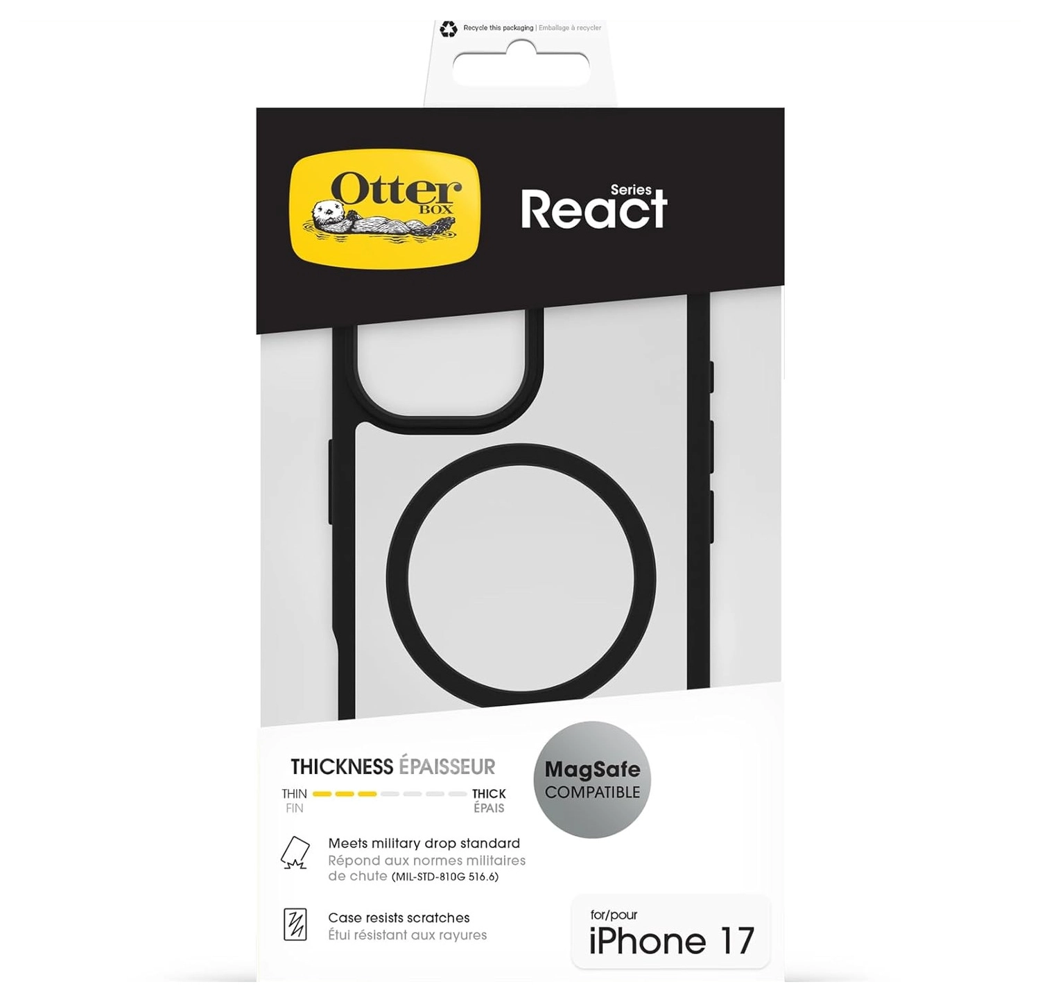 OtterBox React MagSafe Apple iPhone 17 Hoesje Back Cover Zwart Transparant afbeelding 5