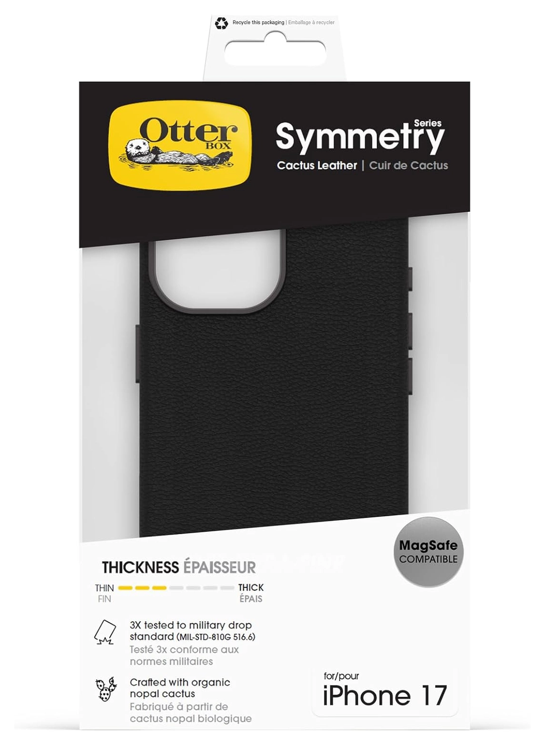 OtterBox Symmetry Cactus Leer MagSafe iPhone 17 Hoesje Zwart afbeelding 5