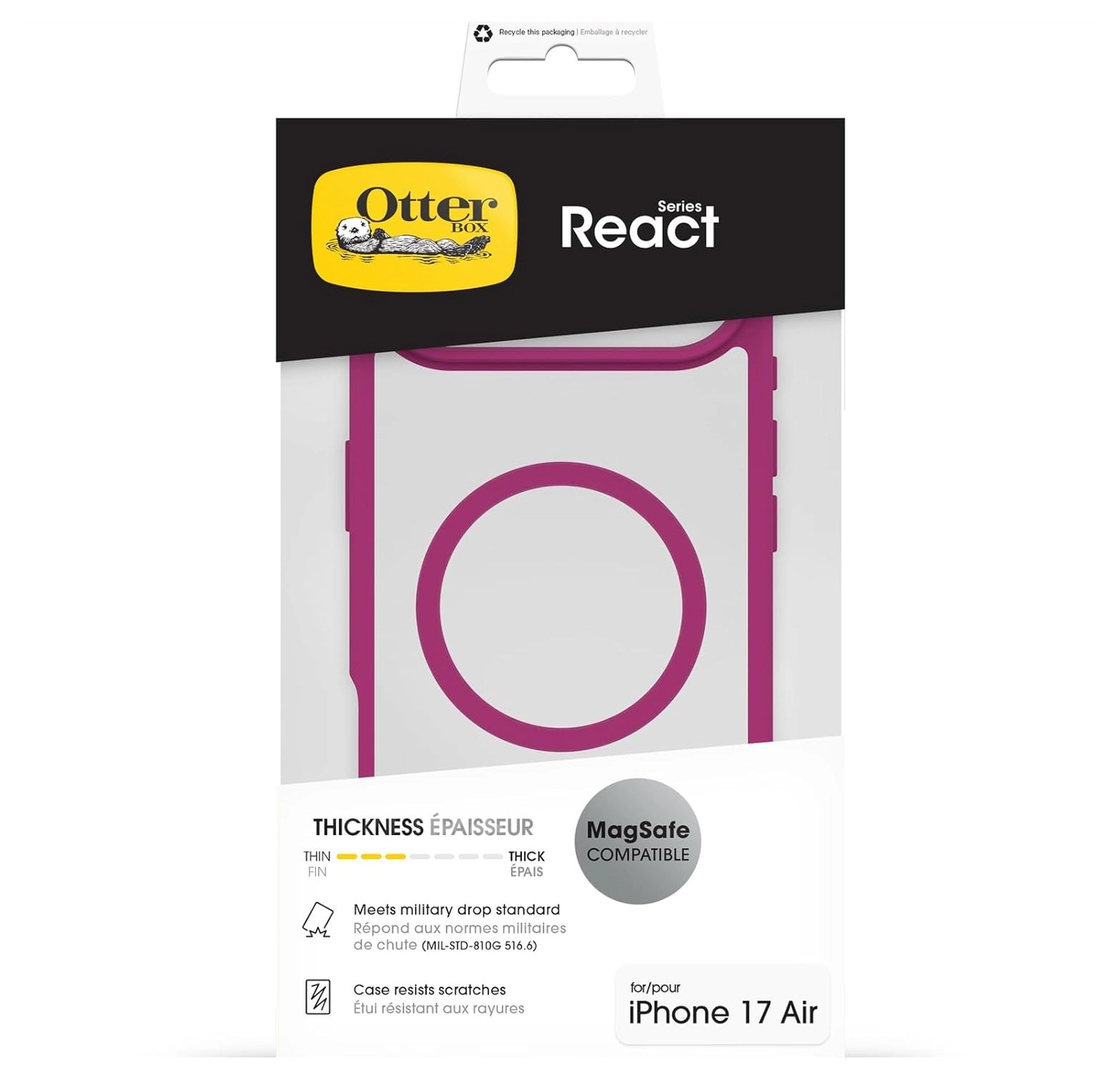 OtterBox React MagSafe Apple iPhone Air Hoesje Back Cover Roze Transparant afbeelding 5