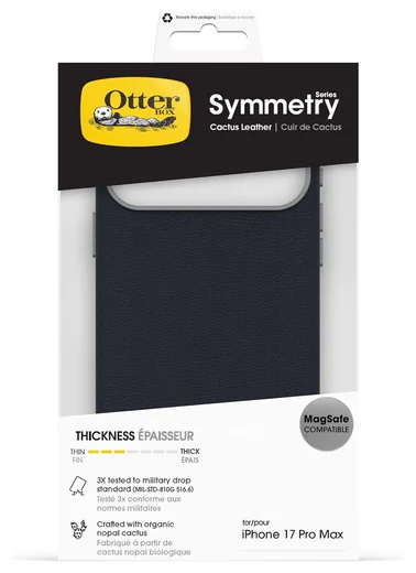 OtterBox Symmetry Cactus Leer MagSafe iPhone 17 Pro Max Hoesje Blauw afbeelding 5