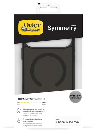 OtterBox Symmetry MagSafe iPhone 17 Pro Max Hoesje Back Cover Transparant Zwart afbeelding 5